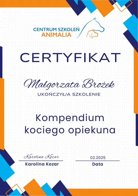 Certyfikat szkoleniowy