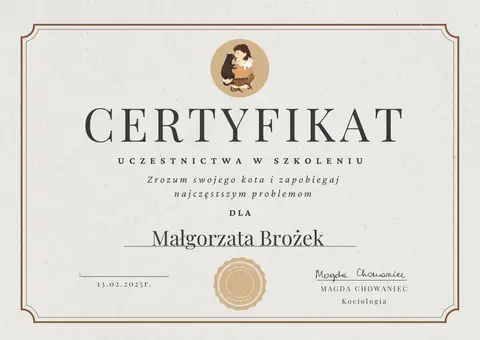 Certyfikat szkoleniowy