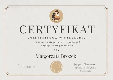 Certyfikat szkoleniowy