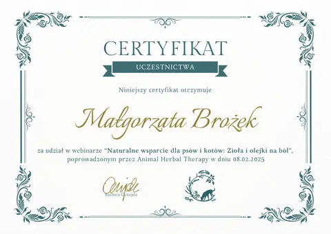 Certyfikat szkoleniowy