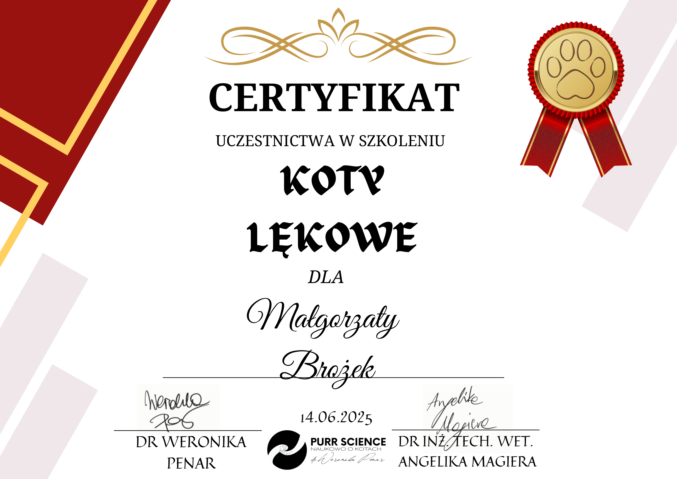 Certyfikat szkoleniowy