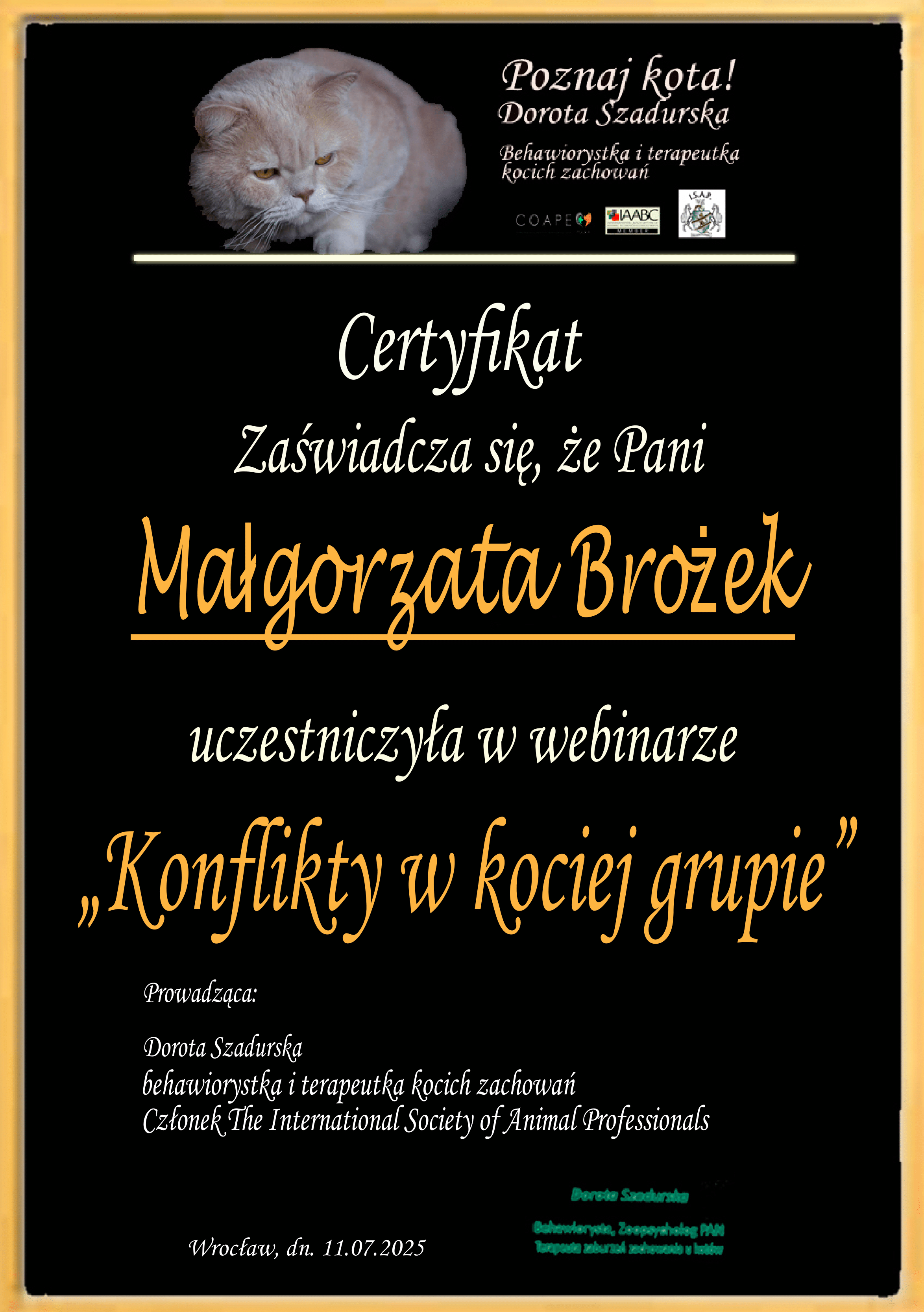 Certyfikat szkoleniowy