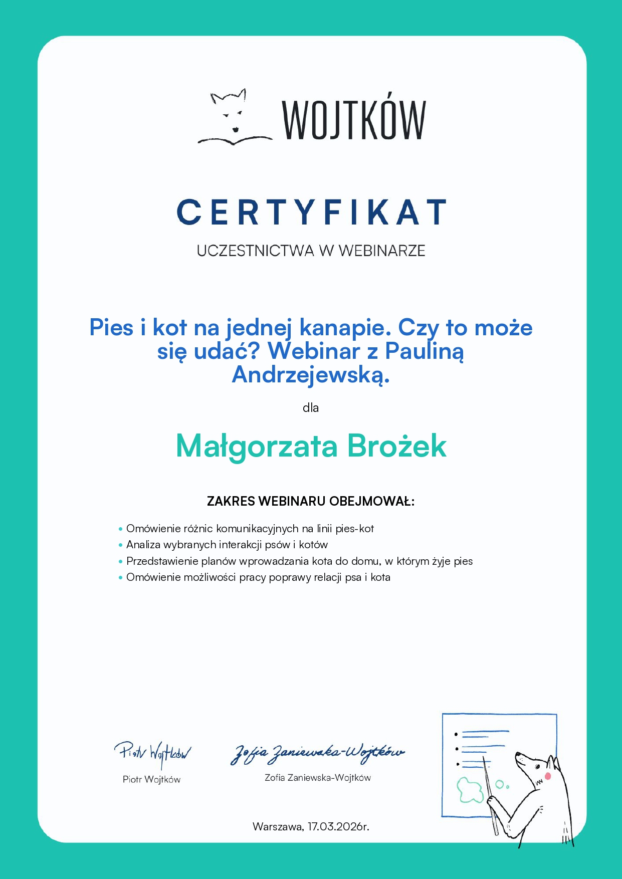 Certyfikat szkoleniowy
